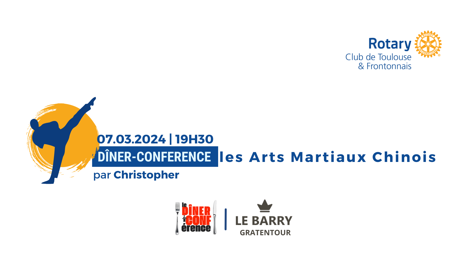 Diner Conference sur les Arts Martiaux chinois par le rotary club de toulouse et frontonnais au Barry de Grattentour