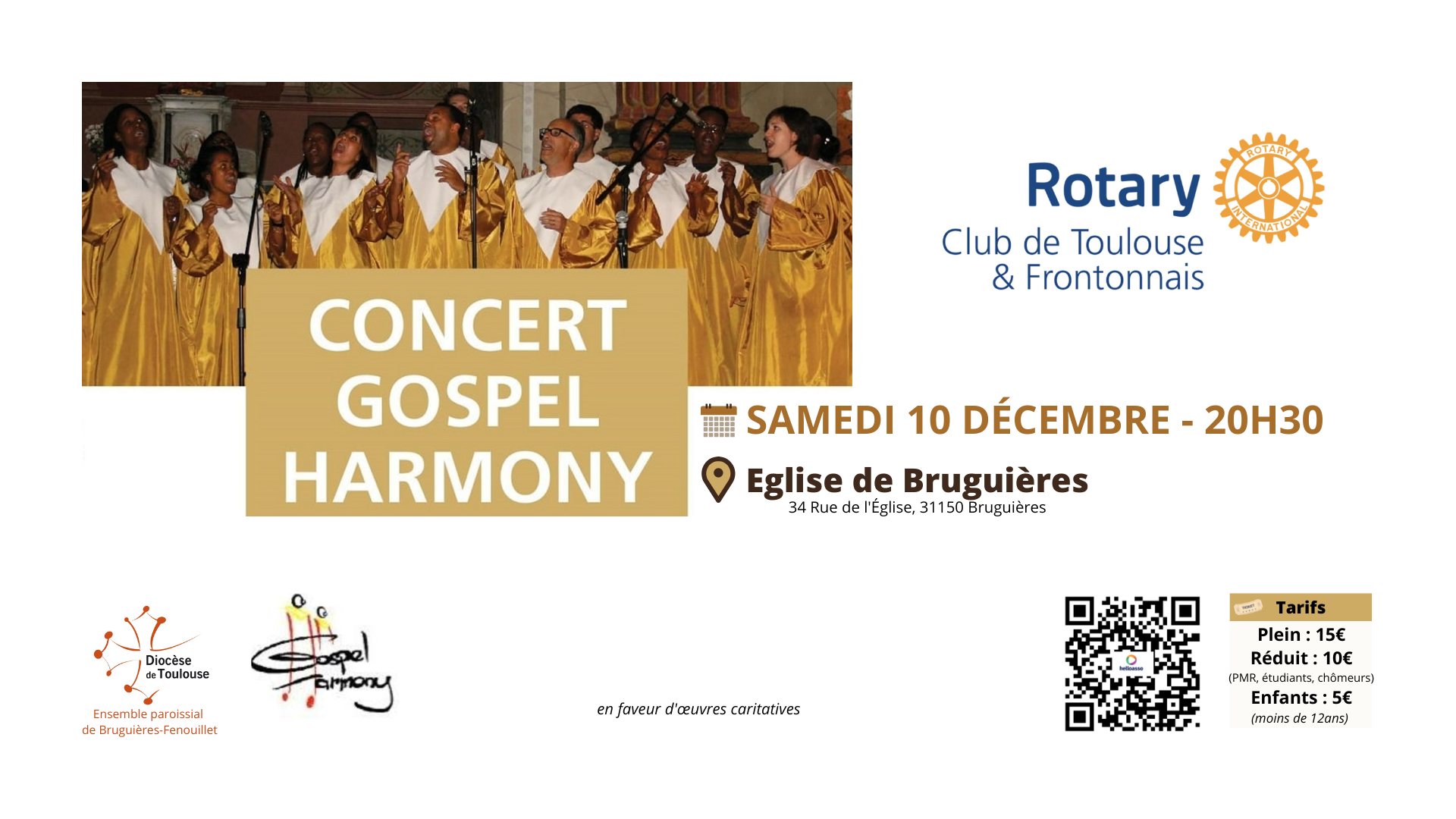Concert Gospel Harmony en l’Eglise de Bruguières le 10/12/22