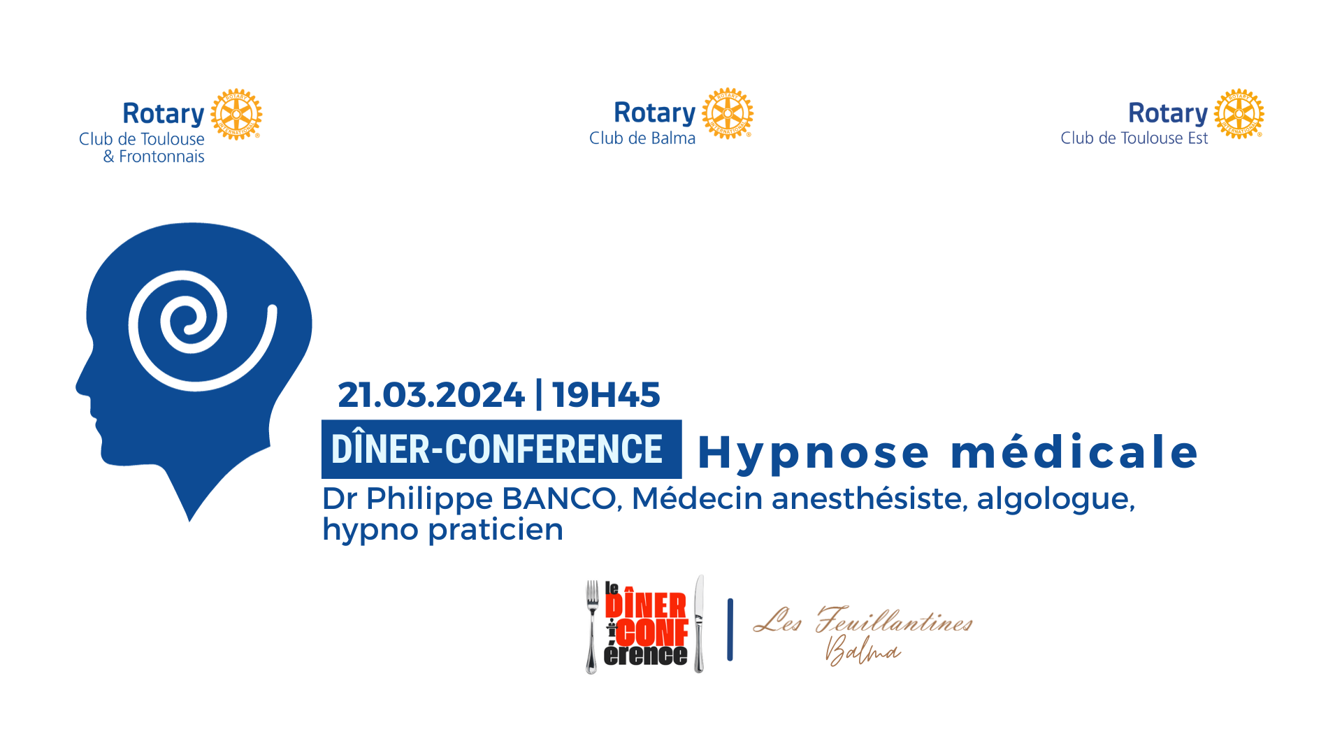 Dîner-Conférence sur l’Hypnose médicale le 21/03/24